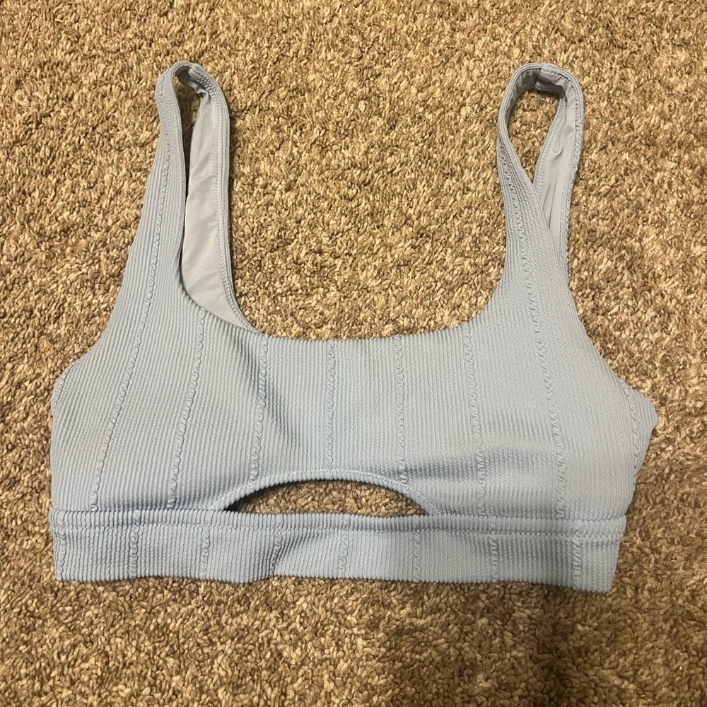 Aerie Light Blue Ribbed Scoop Bikini Top